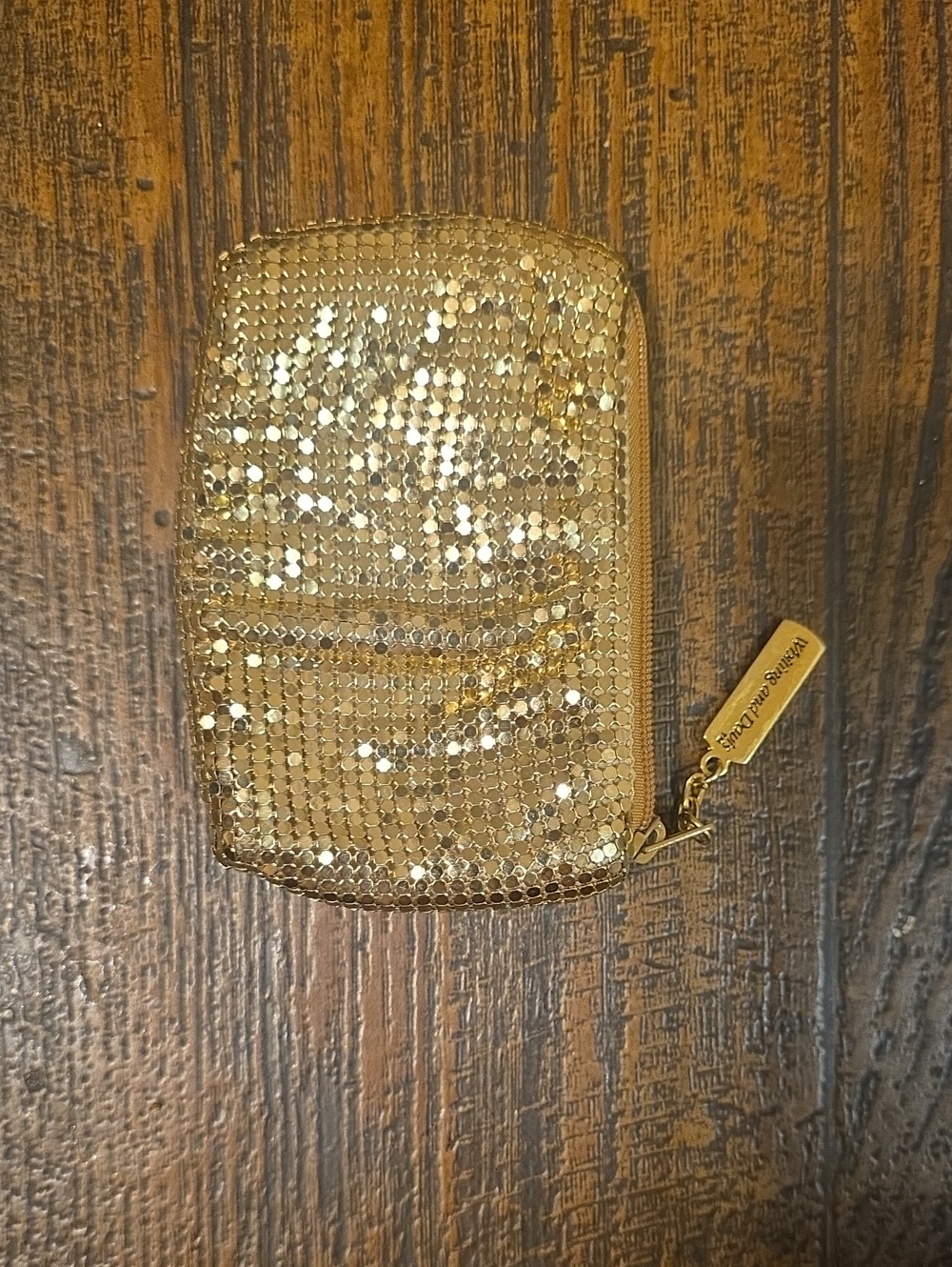henri bendel Gold Sequin Card & Key Pouch